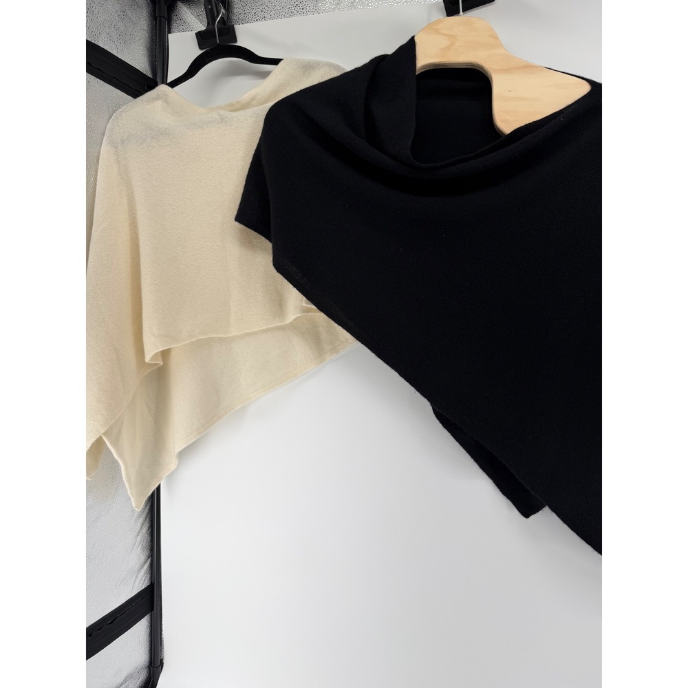 Claudia Nichole Cashmere Topper Poncho Lot 2 Black Cream Women O/S Wrap Scarf